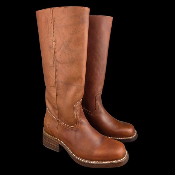 Frye Shoes - Frye Campus 14L Brindle Saddle Brown Montana Leather Tall Boots Women's Sz 9.5 B